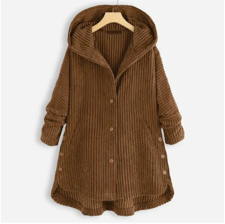 Mavis | Stylish Hooded Cord Coat