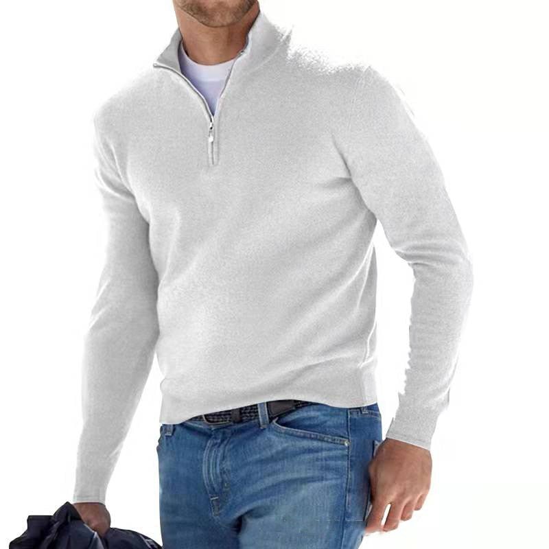 Bas - Gebreid quarterzip trui voor heren