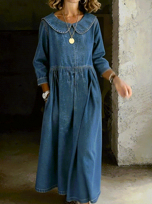 Clara | Peter Pan Collar Denim Dress