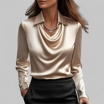 BLOUSE EN SATIN DRAPÉE VOOR VROUWEN