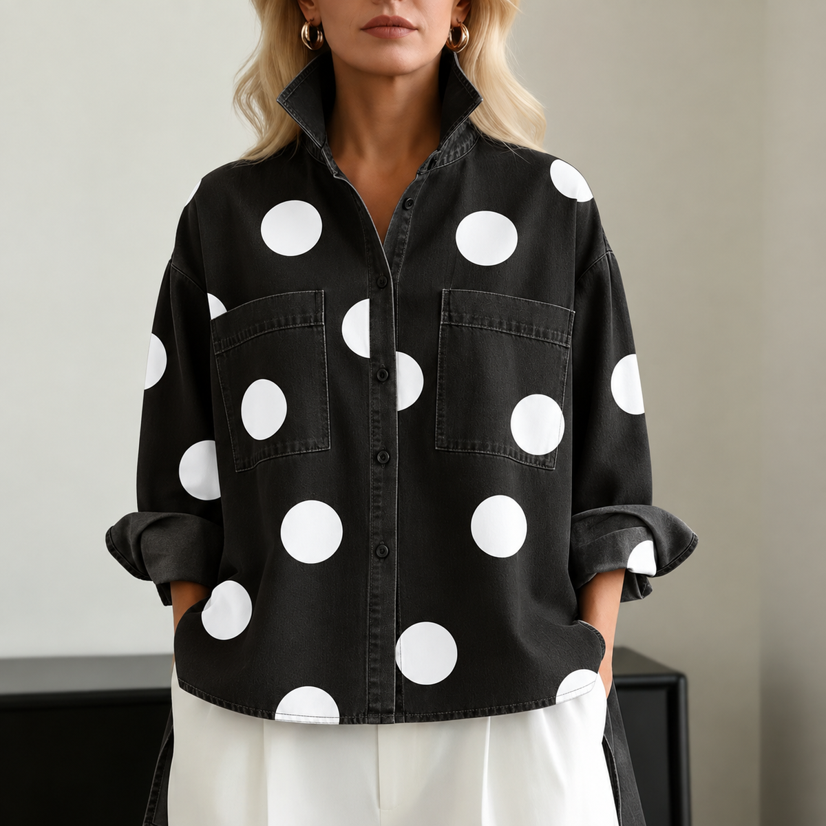 OVERSIZED POLKADOTBLOUSE VROUWEN
