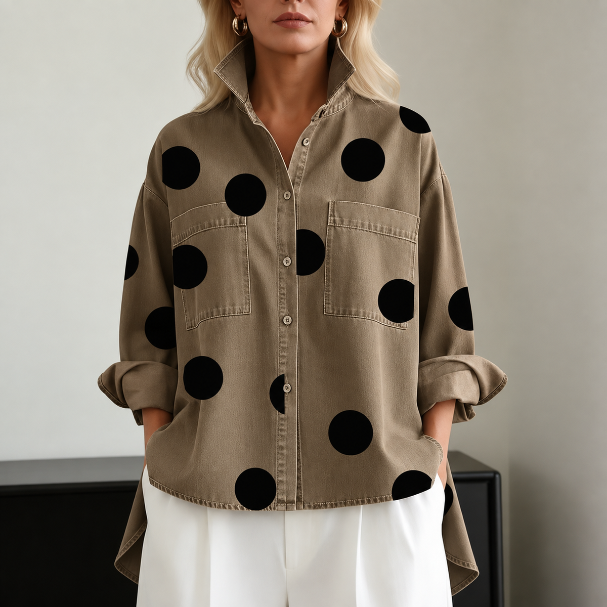 OVERSIZED POLKADOTBLOUSE VROUWEN