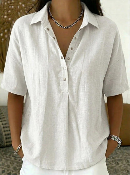 KLASSIEKE BLOUSE MET V-HALS VOOR VROUWEN