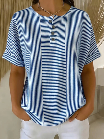GESTREEPTE BLOUSE MET KNOPEN VOOR VROUWEN