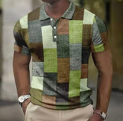 Giel - Casual poloshirt met patchwork print voor heren