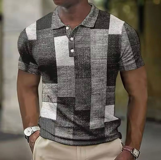 Giel - Casual poloshirt met patchwork print voor heren