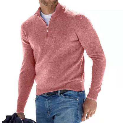 Bas - Gebreid quarterzip trui voor heren