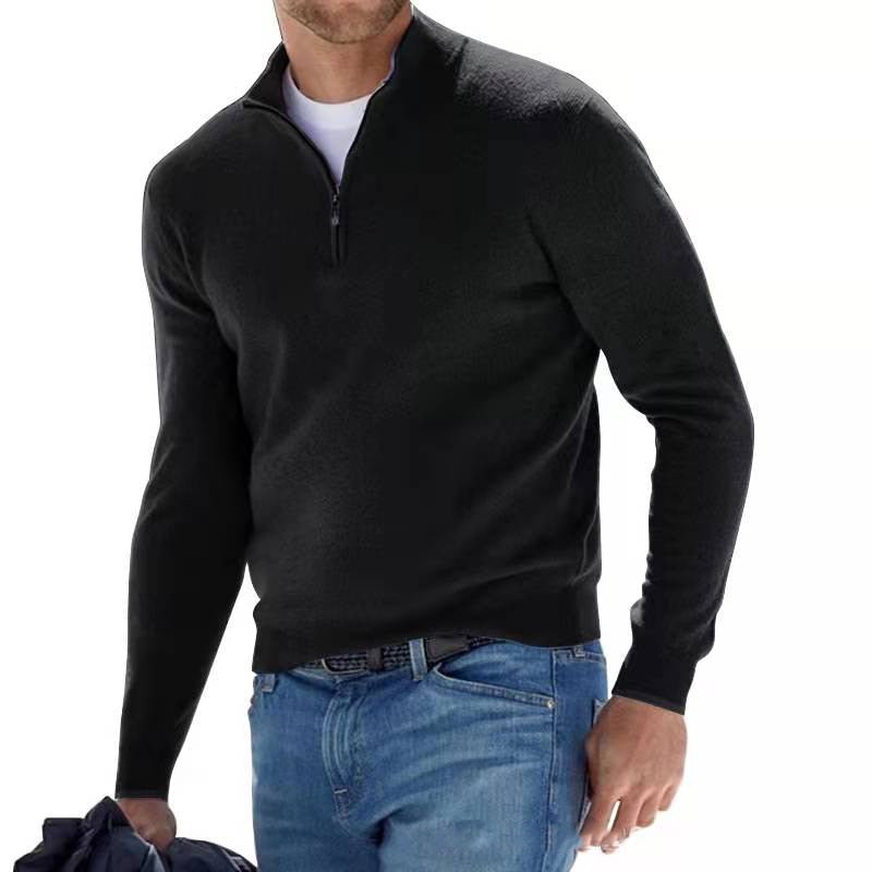 Bas - Gebreid quarterzip trui voor heren