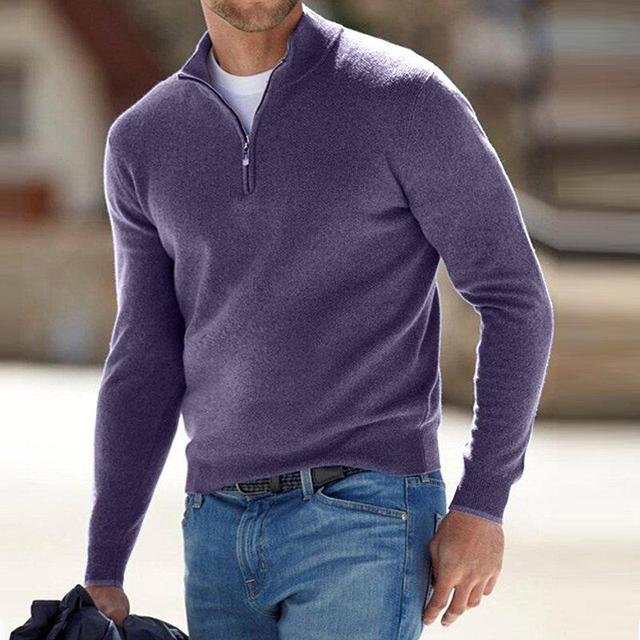 Guus - Stijlvolle half-zip trui met opstaande kraag voor heren