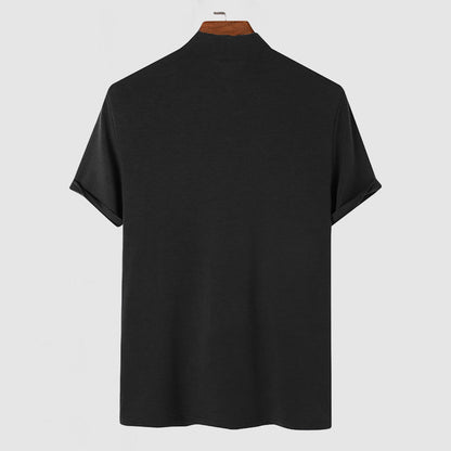 Henk - Stijlvol slim fit shirt met geribde kraag voor heren
