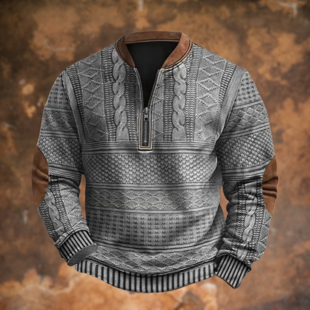 Dirk - Vintage gebreide sweater met rits voor heren