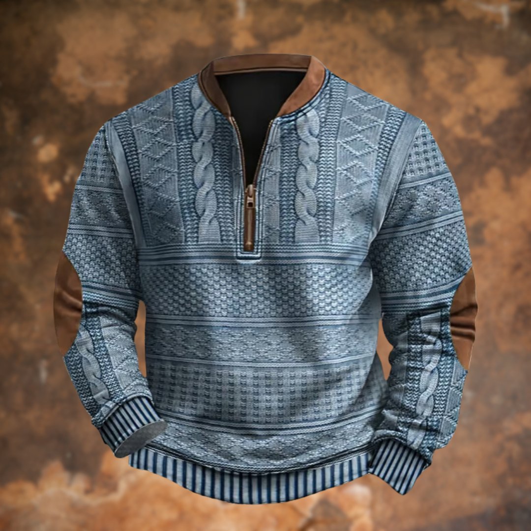 Dirk - Vintage gebreide sweater met rits voor heren