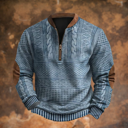 Dirk - Vintage gebreide sweater met rits voor heren