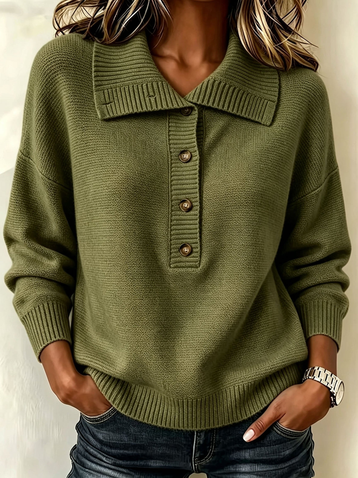 Nicole | Dames Herfst trui met Knopen