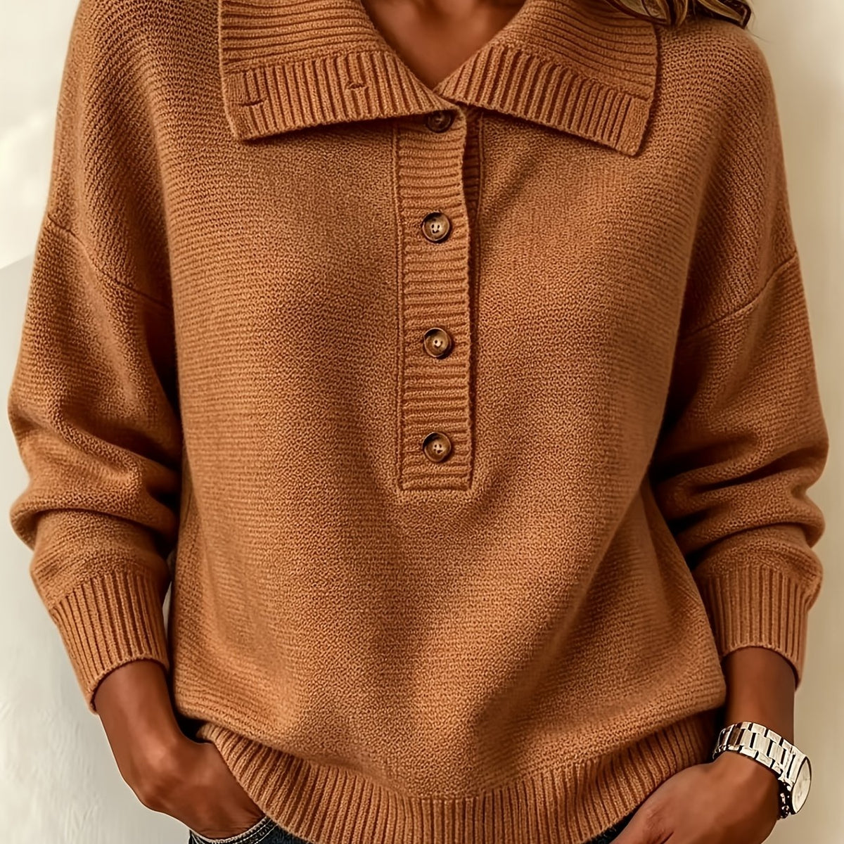 Nicole | Dames Herfst trui met Knopen