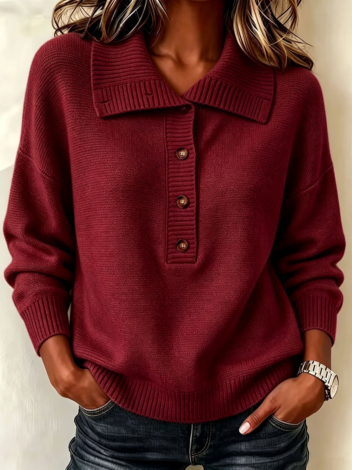 Nicole | Dames Herfst trui met Knopen