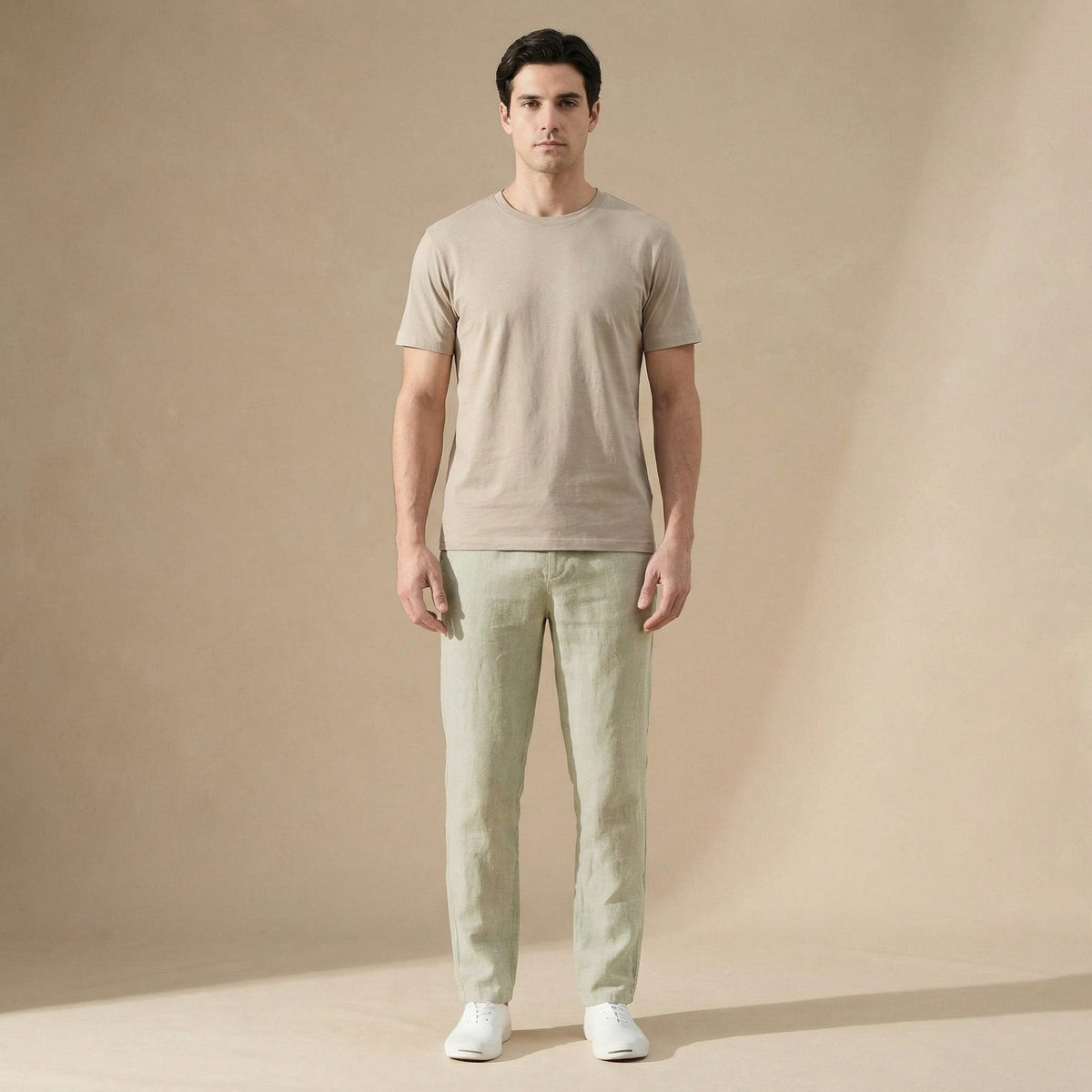 Cristian - Luchtige linnen zomerbroek met elastische taille voor heren