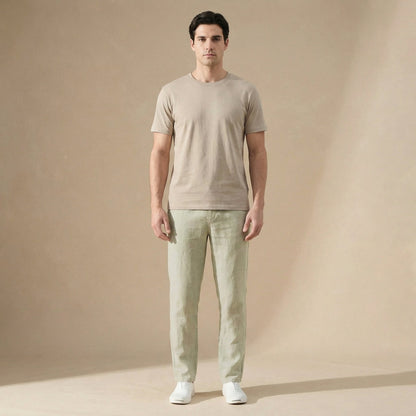 Cristian - Luchtige linnen zomerbroek met elastische taille voor heren