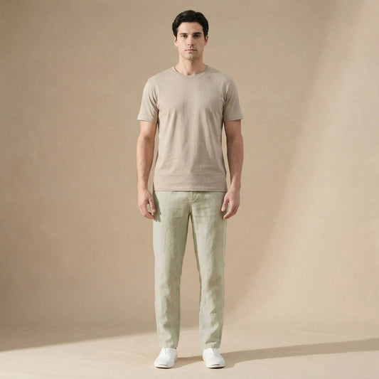 Cristian - Luchtige linnen zomerbroek met elastische taille voor heren