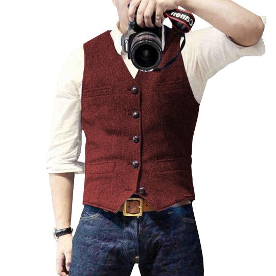 Hidde - Stijlvol denim gilet met knopen voor heren