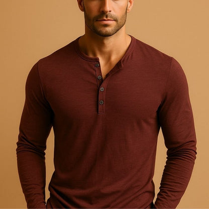 Lars - Casual henley-shirt met lange mouwen voor heren