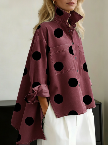 OVERSIZED POLKADOTBLOUSE VROUWEN